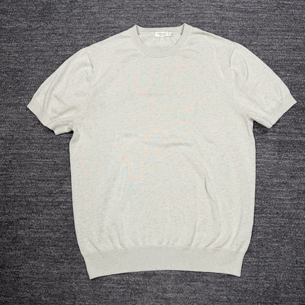 Suitsupply Cotton Silk XL Green Short Sleeve Knit Crewneck T-Shirt Luxury Tee